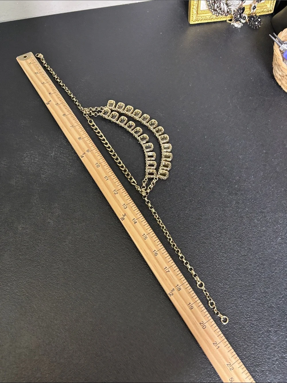 Banana Republic Gold Chain Statement Collar Necklace Amber Gemstones